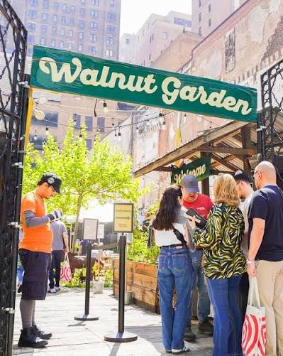 The Walnut Garden entrance on Walnut Street