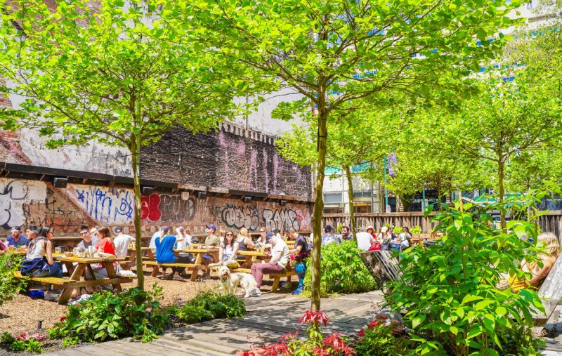 Walnut Garden, the outdoor restaurant and garden at the site